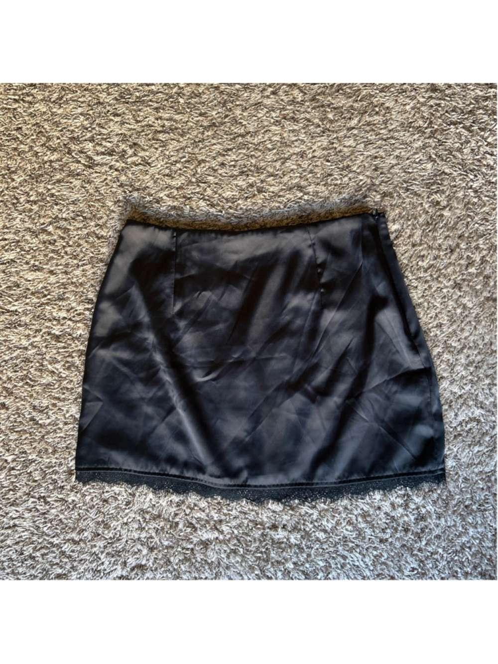 Women's Princess Polly Black Satin Lacr Trim Mini Skirt Size 8